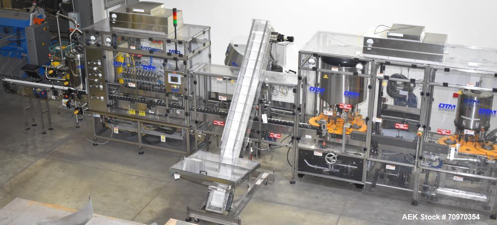 DTM Purefill 2000 Liquid Filling Line w/Pneumatic Scale Plugger and Capper